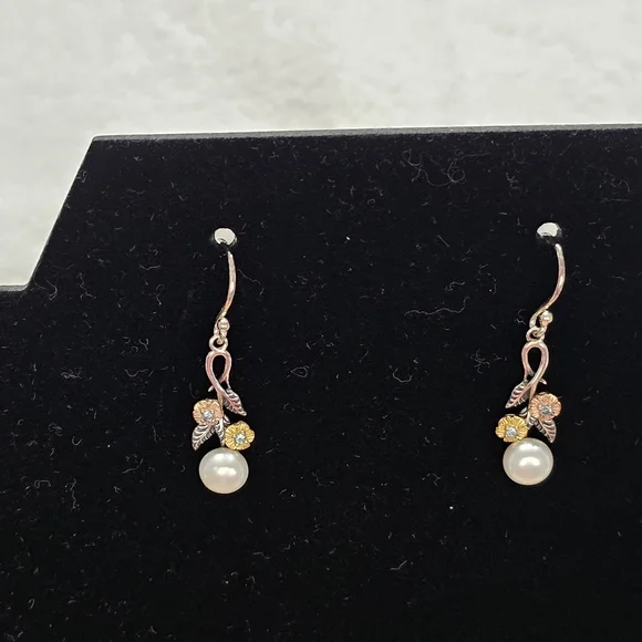 PZ Israel 925 Silver with Blue Topaz and Freshwater Pearls Drop Earrings - Picture 13 of 15